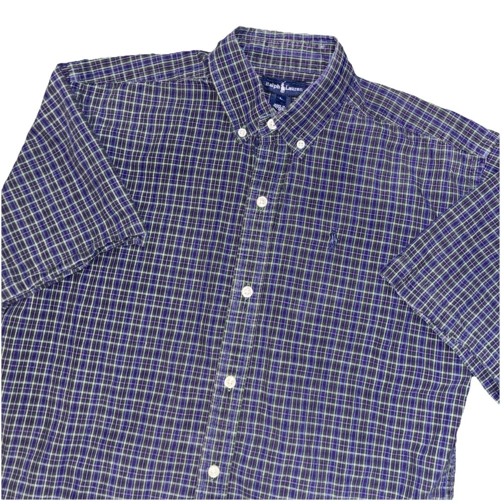 VTG Ralph Lauren Mens Button Down Shirt Size L Preppy Old Money Plaid Academia